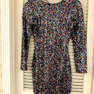 Rainbow Sequin Fitted Mini Dress